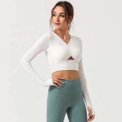 China 2021 Fancy Women's Breathable Eco Friendly Sexy Yoga Tops With Long Sleeve Fitness Tank Yoga Tops for sale