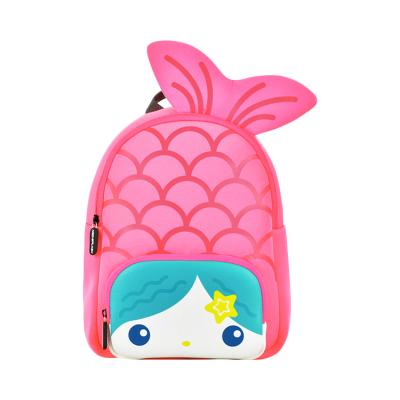 China Custom Mermaid Design Waterproof Neoprene Kids School Bags Children Schoolbag Backpack With Front Pocket for sale