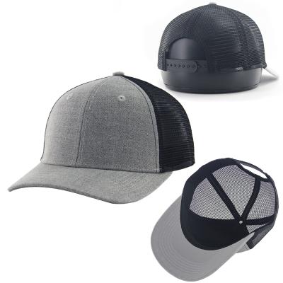 China COMMON Custom Logo Mens Half Mesh Trucker Snapback Hat Hats 6 Panel Blank for sale