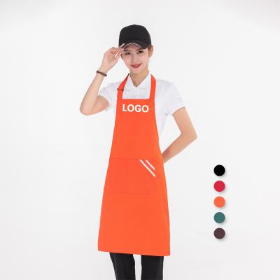 China Custom Made High Quality Wholesale SANITARY Multicolor Kitchen Plain Color Logo Bib Apron With Pocket for sale