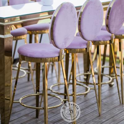 China (Other)Adjustable Party Used Gold Stainless Steel Legs Various Colors Luxury Cotton Velvet Bar Stool Chairs for sale