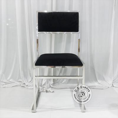 China Simply Modern Black Frame Stainless Steel Sliver Velvet Popular Event Dining Modern Chairs for sale