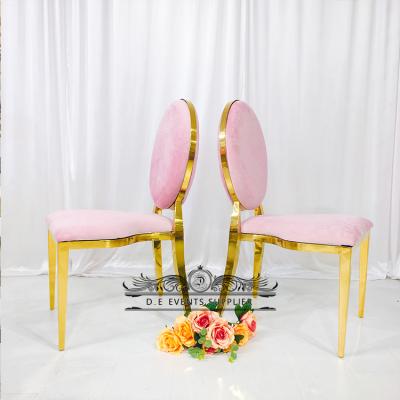 China Modern Hot Selling Stainless Steel With Cushion 2022 Chairs Furniture Pink Wedding for sale