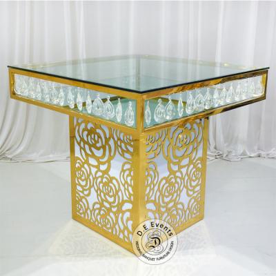 China Other New LED Light Gold Square Shape Bar Making Table For Party Wedding Event for sale