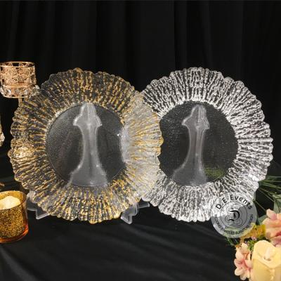 China Clear Transparent Gold Dinnerware Glass Western Wedding Suit Dishes Confirmed for sale