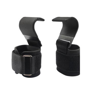 China Weightlifting Steel Hooks Grips with Wrist Wraps Straps Weightlifting Grip for sale