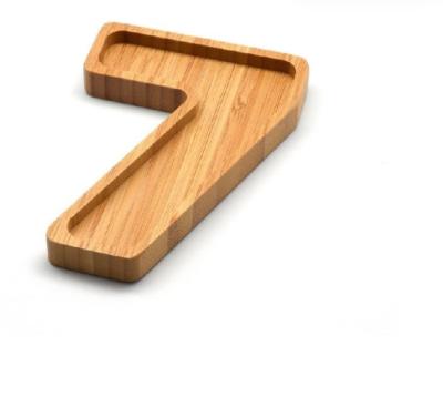 China Sustainable Numero Seven Bamboo Serving Dish Small Eco-friendly Wooden Bamboo Baby Bowl for sale