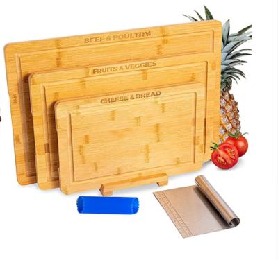 China Large Sustainable Bamboo Charcuterie Board Set Cheese Board Set Bamboo Cheese Board And Knife Set Essentials Cheese Entertainment Tray for sale