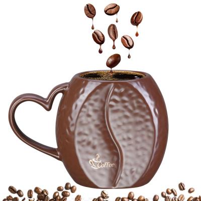 China Viable Ceramic 3D Coffee Bean Mug Novelty Coffee Mug Gift For Christmas, Thanksgiving Day Mugs for sale