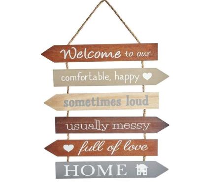 China Europe personalized unique wooden cute wooden home sweet welcome sign family home hanging wall plaque for sale