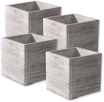 China Modern Wooden Planter Box Set Rustic Natural Barn Flower Stand Whitewash Decor Home and Wedding Decorations for sale