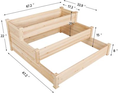 China Modern Solid Wood 3 Tier Vegetable Indoor Outdoor Planter Raised Garden Bed Wooden Raised Garden Bed Kit for sale