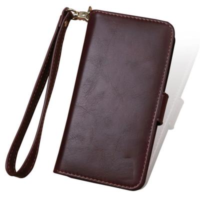 China Custom Universal Leather Cell Phone Case Luxurious PU Anti-fall Flip Cover Leather Wallet for sale