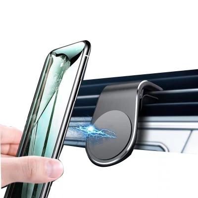 China 2021 Hot Sale Magnetic Led Clip 360 L Shaped Anti-shake High Rotating Magnet Phone Holder Grip Car Phone Holder for sale