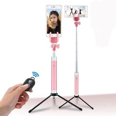 China Portable Flexible Mirror Aluminum Alloy Selfie Stick With Tripod Mobile Phone Wireless Selfie Stick for sale