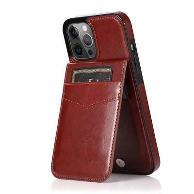 China ABS Solid Color Bracket Card Inserted Border Popular Cell Phone Leather Case Mobile Phone Case for sale