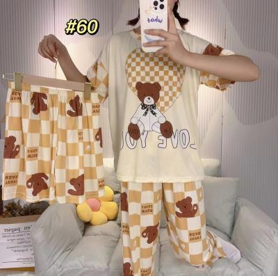 China QUICK DRY Custom Animal Cozy Milk Silk Pajamas Pajamas 3 Piece Pajamas Set Women for sale