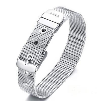 China Fashion Environmental Friendly 925 Silver Plated Charm Bracelet For Women Mesh Watchband Bracelet Elegant Jewelry For Gifts Party for sale