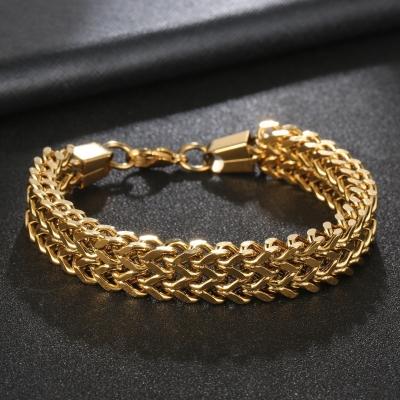 China 2021 Wholesale Environmentally Friendly Polished Titanium Multi Color Plated Heavy Stainless Steel Chain Bracelet Men's Jewelry Link Restriction Cuban Chain Bracelet for sale