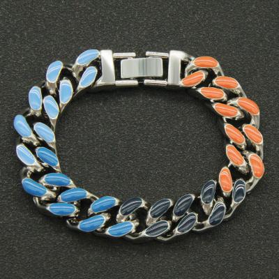 China 2021 Environmental Friendly New Fashion Trend Ribbon Plated Solid Color Jewelry Hip Hop Water Cuban Chain Bracelet Dripping For Men for sale