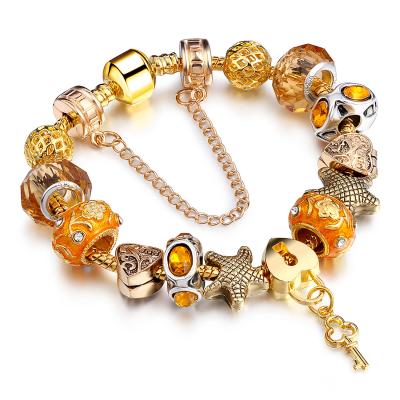 China 2021 New Fashion Enviromental Friendly Alloy DIY Jewelry Large Austrian Bead Hole Bead Austrian Crystal Charm Bracelet European Bead Bracelet for sale