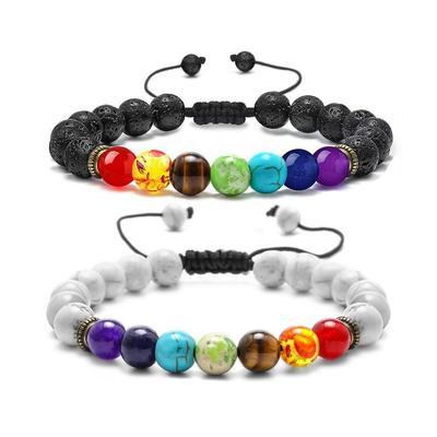 China 7 Chakra Resin Agate Volcanic Stone Bracelet Bead Bracelet New Environmentally Friendly Stone Crystal Beaded Couple Bracelet Natural For Men And Women for sale