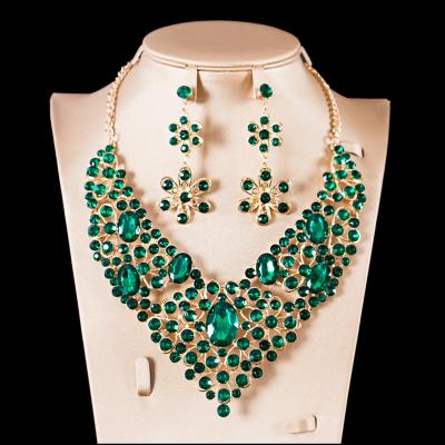 China Wedding Environmental Friendly Engagement Woman Jewelry Sets Bridal Necklace And Earring Sets Six Colors for sale