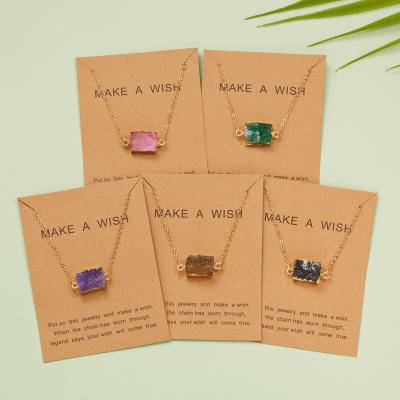 China Environmental Friendly Natural Stone Resin Crystal Bud Quartz Pendant Necklace Moon Paper Card Pendant Necklace for sale