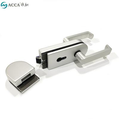 China Commercial Sliding Door Handle Lock Stainless Steel Frameless Glass Door Lock for sale