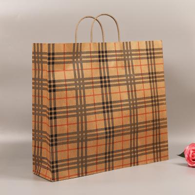 China 110 Gsm Recycled Full Color Recyclable Brown Kraft Paper Bags From Materials Custom Logo Large Shopping Packaging Square Bottom With Twisted Handles for sale