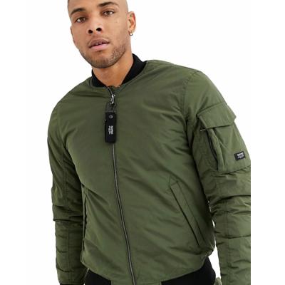 China Wholesale Men's Army Green Flight Winter Custom Embroidered Nylon Windproof Bomber Jackets From Guangzhou Jwin for sale