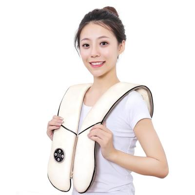 China OEM Mini Shiatsu Deep Kneading Heated Back Neck Shoulder Handheld Massager Shawl Portable Body Care Massage Belt for sale