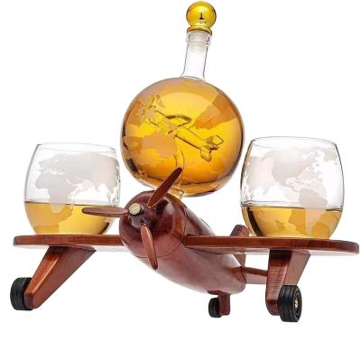 China New Design Hand-blown Red Wine Decanter Wine Set New Model Aircraft Tray Ball Flight Shape Wine Set for sale