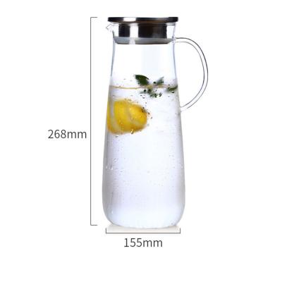 China 1600ml Hot Water Glass Pitcher High Borosilicate Glass Stocked Jug for sale