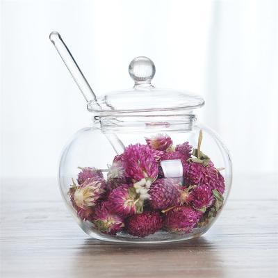 China Freshness Preservation Kitchen Storage Jar With Spoon Glass Sugar Jar Storage Jar for sale