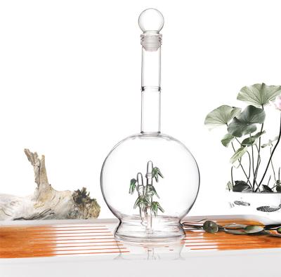 China Bamboo Shaped Clear Borosilicate Whiskey Glass Decanter Bamboo Decanter New Design for sale