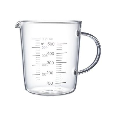 China Wholesale 500ml Borosilicate jug stocked pyrex glass measuring cup with handle for sale