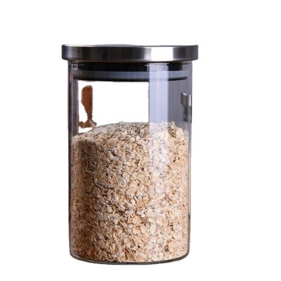 China Wholesale Transparent Empty Freshness Storage Storage Glass Jar With Stainless Steel Lids for sale