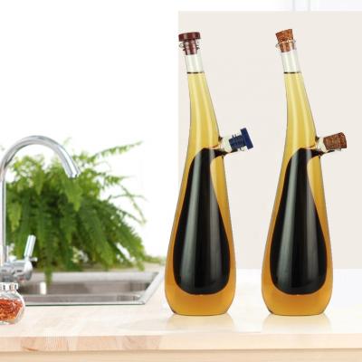 China Wholesale Freshness Preservation Transparent Borosiicate Olive Oil Vinegar Glass Double Layer With Lid for sale