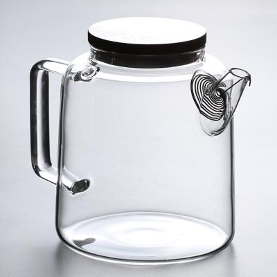 China High Sustainable Borosilicate Glass Teapot With Stainless Steel Strainer Direct Fire Glass Teapot for sale