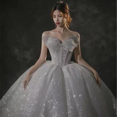 China High Quality Anti-Static Starry Sky Decoration Sleeveless Tail Sexy Wedding Dresses For Women Other Wedding Apparel Wedding Dresses for sale