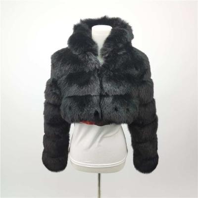 China Viable Winter Warm Faux Fox Fur Coat With Hood Jacket Women Long Sleeve Short Faux Fox Fur Coat for sale