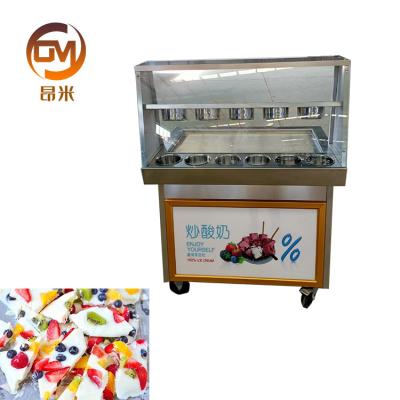 China Hot Selling Snack Factory 2022 Round Or Square Single Pan Children Ice Cream Frying Machine for sale