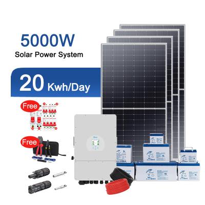 China Home complete whole set off grid hybrid solar kit solar energy power system 5kw 6kw 10kw 20kw 20 kw solaranlage for home roof residen for sale