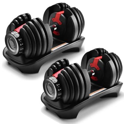 China 2021 New Design Gym Dumbbells Indoor Rubber Iron Adjustable Weight Fitness Dumbbell Set 24kg 40kg for sale