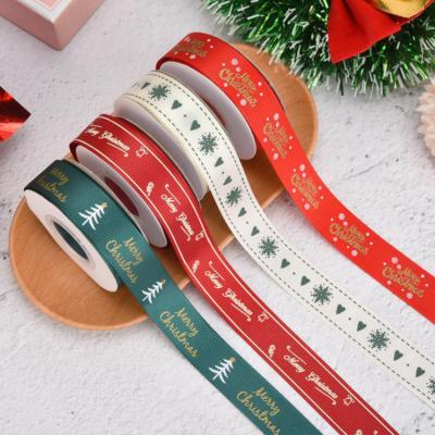 China Custom high tenacity hot sale Merry Christmas printing logo satin ribbon, Christmas ribbons, wholesale Christmas ribbon for sale