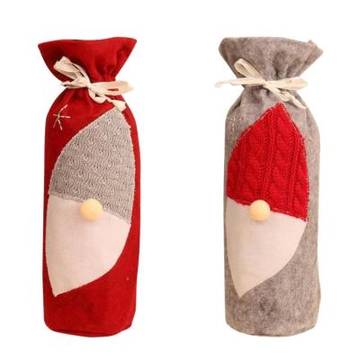 China Christamas Home Decoration Christmas Clothes Decoration Santa Christmas Bag For Wine Bottle Christmas Wine Bottle Cover for sale