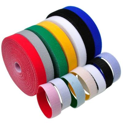 China Sustainable 14.5mm 2m 5m 25m Mult-function Recycling Colorful Double Sided Roll Back To Hook And Loop Back Tape for sale