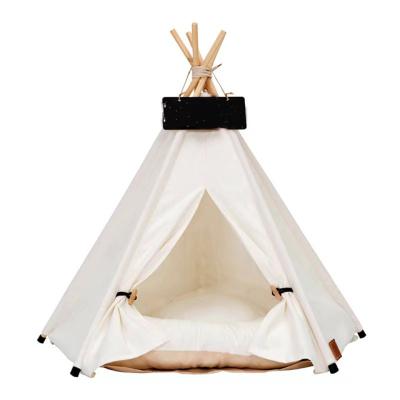 China Travel Pet Cat Dog Teepee With Cushion Puppy Portable Cotton Animals Cubs Bed Tent Toy for sale