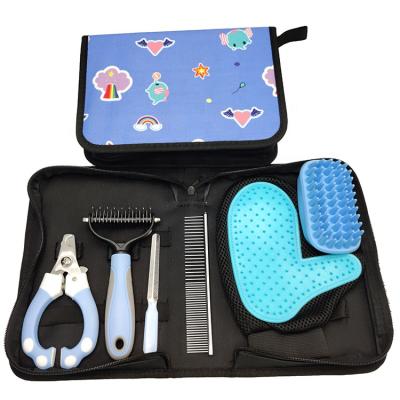 China Pet Grooming Tool Comb Nail Clipper Travel Dog Grooming Kit 6 Pcs Pet Comb Play Brush for sale